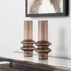 Hivvago Set Of Two Translucent Taupe Glass Cylinder Table Vases In Brown