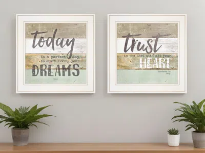 Hivvago Set Of Two Trusting In The Lord White Framed Print Wall Art In Multi