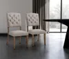 Hivvago Set Of Two Tufted Cream And Brown Upholstered Linen Open Back Dining Side Chairs In Brown