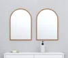 Hivvago Set Of Two Walnut Arch Wood Framed Bathroom Vanity Mirrors In Brown