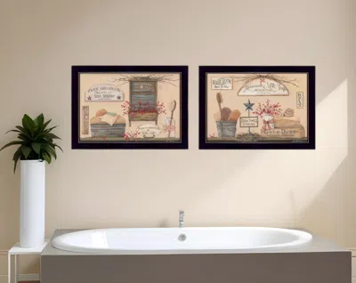 Hivvago Set Of Two Wash Room Black Framed Print Bathroom Wall Art