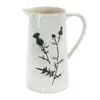 Hivvago Set Of Two White And Black Floral Round Ceramic Jar In White