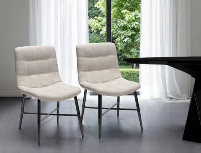 Hivvago Set Of Two White And Black Upholstered Fabric Open Back Side Chairs In Neutral