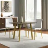 Hivvago Set Of Two White And Gold Upholstered Leather Dining Side Chairs In Gold