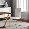 Hivvago Set Of Two White And Gold Upholstered Leather Dining Side Chairs In Gold