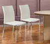 Hivvago Set Of Two White And Silver Upholstered Faux Leather Dining Side Chairs In White