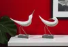 Hivvago Set Of Two White Polyresin Bird Figurine