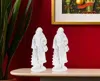 Hivvago Set Of Two White Polyresin Christmas Santa Figurine In White