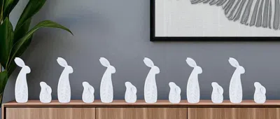 Hivvago Set Of Two White Polyresin Rabbit Figurine