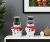 Hivvago Set Of Two White Red And Silver Polyresin Christmas Snowman Figurine In Multi