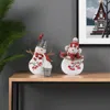 Hivvago Set Of Two White Red And Silver Polyresin Christmas Snowman Figurine In Multi