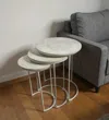 Hivvago Set Of Two White Solid Wood And Metal Round Frame Nested Tables In White