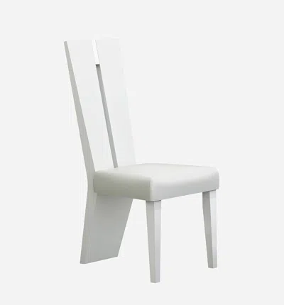 Hivvago Set Of Two White Upholstered Faux Leather Ladder Back Dining Side Chairs