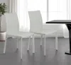 Hivvago Set Of Two White Upholstered Leather Dining Side Chairs In White