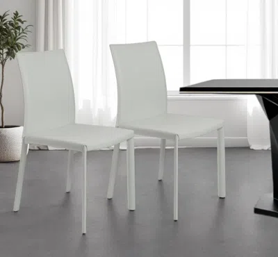 Hivvago Set Of Two White Upholstered Leather Dining Side Chairs
