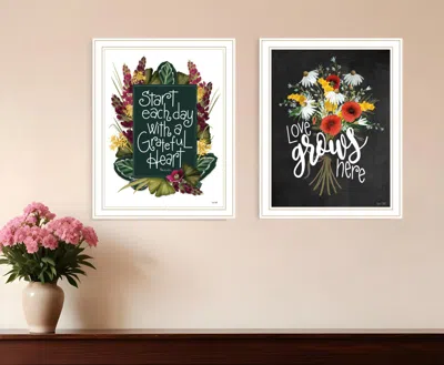 HIVVAGO SET OF TWO WITH GRATEFUL HEARTS WHITE FRAMED PRINT WALL ART