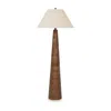Hivvago Seya 58 Inch Floor Lamp, Empire Fabric Shade, Tapered Brown Wood Base In Brown