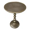 Hivvago Shae 22 Inch Round Side End Table - Antique Brass Cast Aluminum With Hammered Texture For Small Plac In Gold