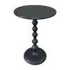 Hivvago Shae 22 Inch Round Side End Table - Matte Black Aluminum Cast, Hammered Texture, Turned Pedestal Pos In Black