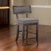 Hivvago Shan 25 Inch Counter Height Chair, Nailhead Trim, Brown Wood, Set Of 2