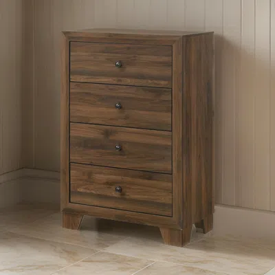 Hivvago Shan 45 Inch Tall Dresser Chest, 4 Drawers, Cherry Brown Wood Finish