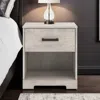 Hivvago Shawn Nightstand, 1 Drawer And 1 Shelf, Light Gray Wood, 20 Inch In Gray