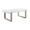 Hivvago Shay 47 Inch Coffee Table, Thick Rectangular Tabletop, High Gloss White In White