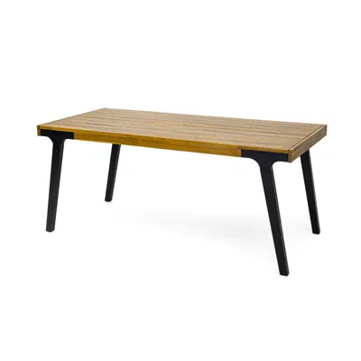 Hivvago Sheldon Outdoor Dining Table, Rectangular 69 Inch Brown Wood, Black