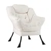 Hivvago Sherpa Upholsteredâ Accent Chairâ With Cozy Head Pillow-beige