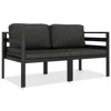 Hivvago Shina 2pc Modular Outdoor Sofa Set, Black Aluminum, Polyester Fabric In Black