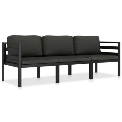 Hivvago Shina 3pc Outdoor Modular Sofa Set, Black Metal, Dark Gray Cushions In Green