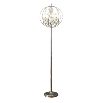 Hivvago Shine 61 Inch Floor Lamp, Chandelier Style, Crystal And Metal, Chrome In Metallic