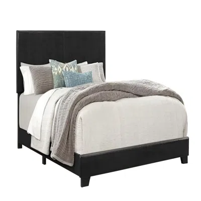 Hivvago Shirin Twin Size Bed, Wood, Nailhead Trim, Upholstered Headboard, Black