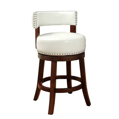 Hivvago Shirley Contemporary 24" Barstool With Pu Cushion, White Finish, Set Of 2