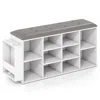 Hivvago Shoe Storage Bench With Umbrella Stand And Adjustable Shelf-white In White