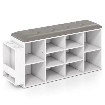 Hivvago Shoe Storage Bench With Umbrella Stand And Adjustable Shelf-white