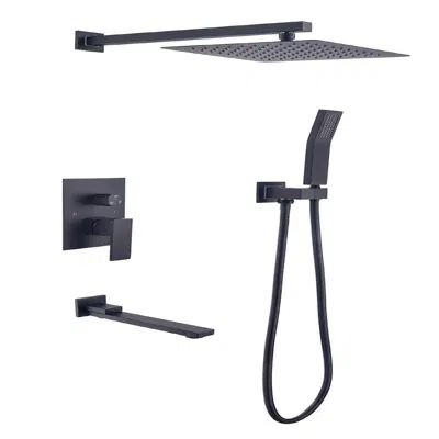 Hivvago Shower System 16 Inch Square Bathroom Luxury Rain Mixer Shower Combo Set - Black