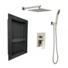 Hivvago Shower System With Head Hand Shower Hose Valve Trim Lever Handles And Niche - Brushed Nickel In Black