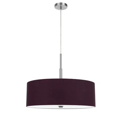 Hivvago Sia Pendant Light Fixture W Plum Hardback Drum Shade, 24 Inch Chrome
