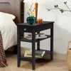 Hivvago Side End Table With Drawer And 2-tier Open Storage Shelves For Space Saving-black