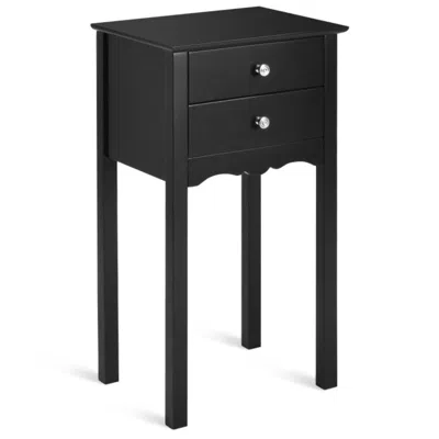 Hivvago Side Table End Accent Table With 2 Drawers-black