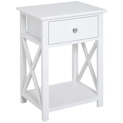 Hivvago Side Table With Storage Drawer And X-frame Design