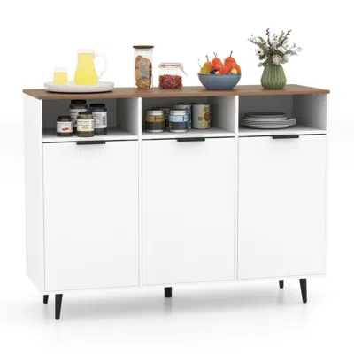 Hivvago Sideboard Buffet Cabinet Kitchen Storage Cabinet With 5-position Adjustable Shelves-white