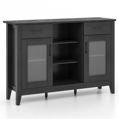 Hivvago Sideboard Buffet Cabinet With 2 Drawers And 4 Adjustable Shelves In Gray