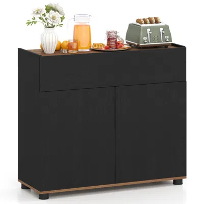 Hivvago Sideboard Buffet Cabinet With Storage Wooden Kitchen Storage Cabinet In Black