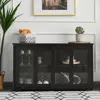 Hivvago Sideboard Buffet Cupboard Storage Cabinet With Sliding Door-brown