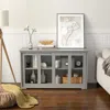 Hivvago Sideboard Buffet Cupboard Storage Cabinet With Sliding Door-gray