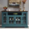 Hivvago Sideboard Buffet Table With 4 Doors In Blue