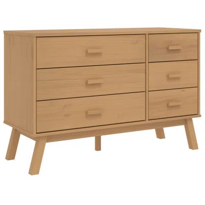 Hivvago Sideboard Cabinet Dresser, 6 Drawers, Modern 44 Inch Brown Solid Wood