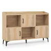 Hivvago Sideboard Storage Cabinet Bookcase With 3 Doors And Open Compartments-oak